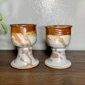 Pair of pottery goblets